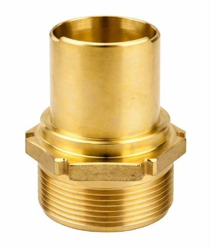 Tankwagenkoppeling met geribbelde Slangtule - Messing - 100mm x 4” buitendraad