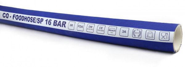 Zuivelslang -  Levensmiddelenslang - Zuig/Pers - FDA - 16bar - 63mm - Per Meter