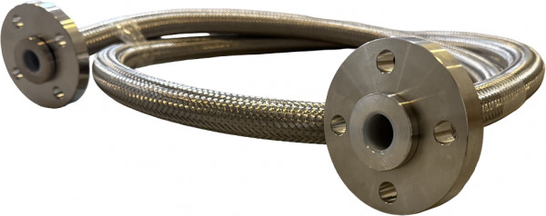 PTFE Slang met RVS 316 Mantel - Compleet met Draaibare flenzen - uitlopend PTFE - POLARIS H PTFE - PN10/40 EN 1092-1 - DN25 - 1m