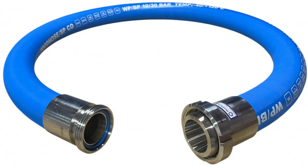 Zuivelslang/Voedselslang - NBR - Zeer Flexibel & Gegolfd - Compleet met Draadstuk x Puntstuk/Wartel - DN80 - 2 meter