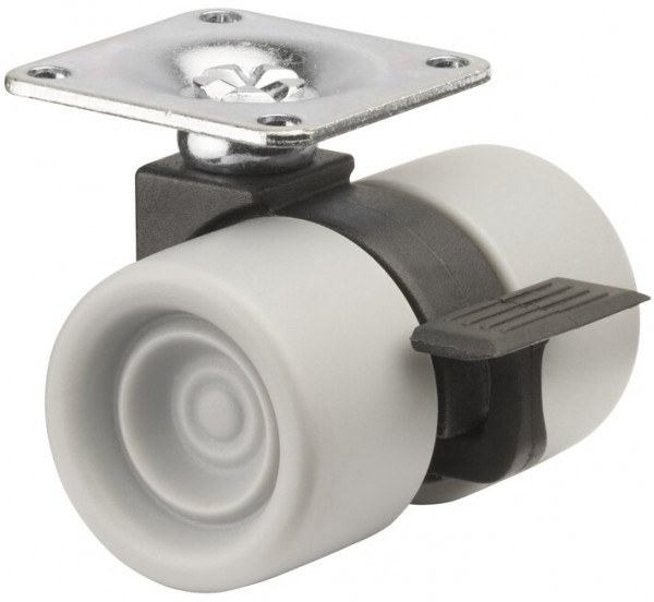 Kunststof dubbel wiel met rem Art.-Nr. F393.038