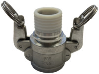 Camlock type C - vrouwelijk met slangtule - voor veiligheidsklemmen - RVS 316 - PFA wit gecoat - 1" - DN25