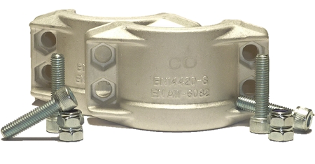 Klemschaal set - Aluminium - 50x8 - (Klembereik: 64-67mm)